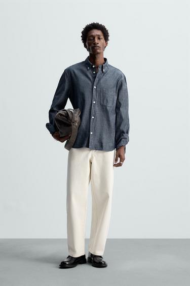 CAMISA ESTRUCTURA CHAMBRAY - Azul de Zara - Imagen 0