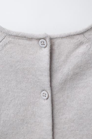 KNIT JUMPER WITH EMBROIDERED STARS - Light grey by Zara - Image 3