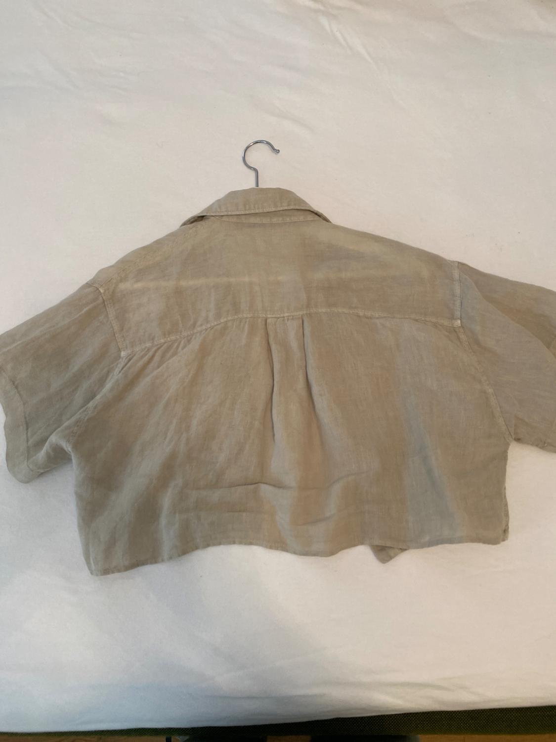 CROPPED 100% LINEN SHIRT - Image 3