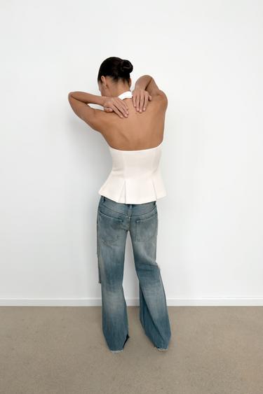 HALTER NECK PLEATED TOP - White by Zara - Image 4