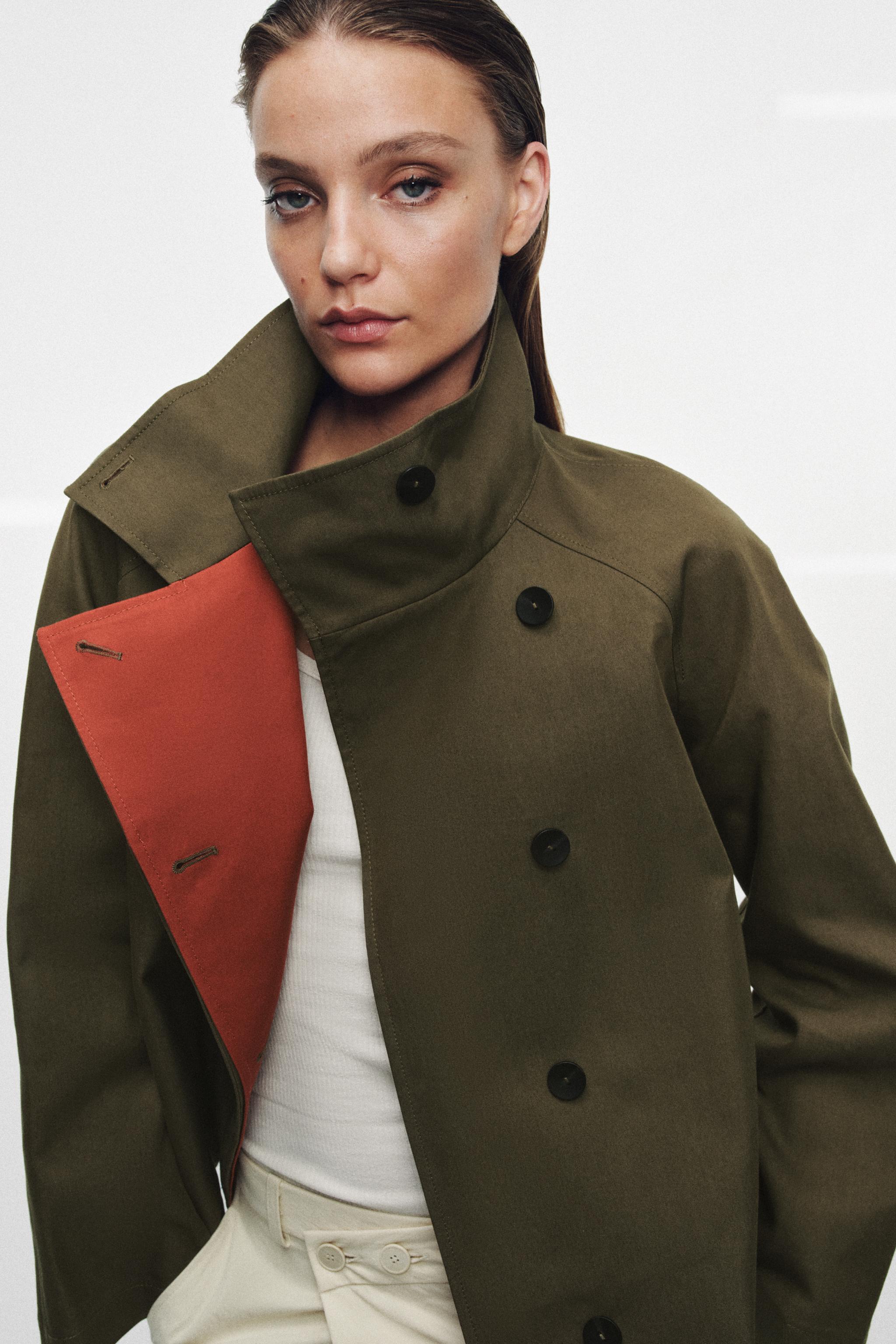 ZW COLLECTION SHORT HIGH-NECK TRENCH COAT