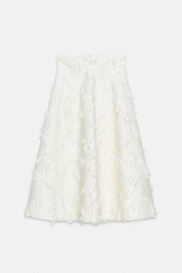 ZW COLLECTION STRUCTURED MIDI SKIRT - Ecru by Zara
