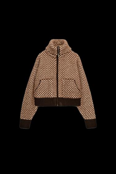 CONTRAST KNIT FAUX FUR BOMBER JACKET - Brown by Zara - Image 0
