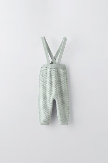 WOOL BLEND TROUSERS WITH BRACES - Aquamarine by Zara