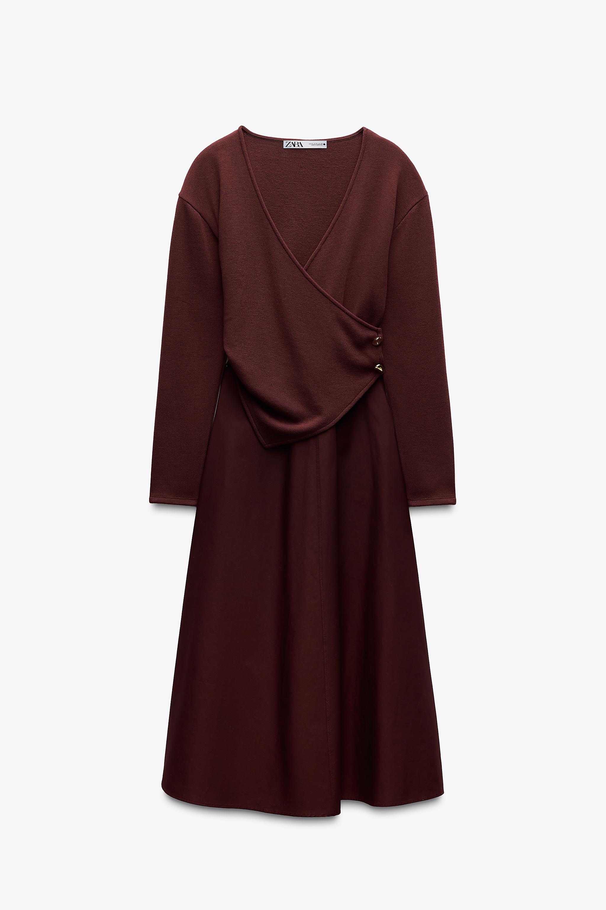 コンビ素材＆バックル付きワンピース - ダークパープル | ZARA