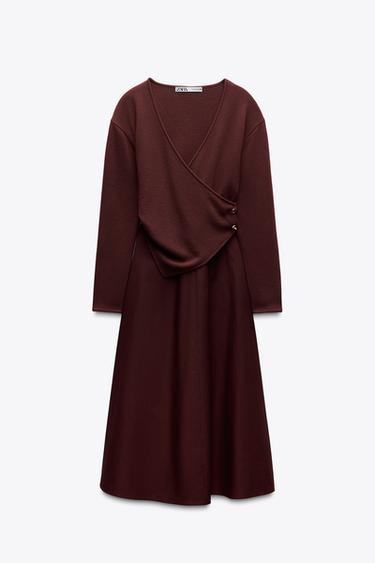 DRESS WITH CLASPS - Aubergine by Zara