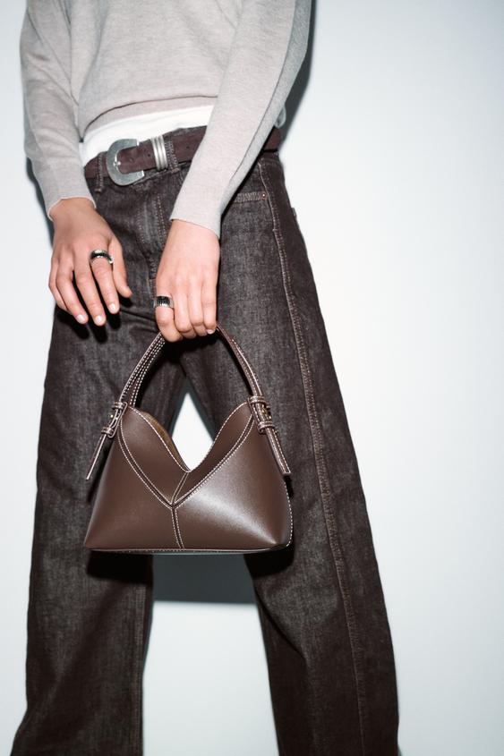 Женская сумка Zara Mini Seam Detail Bucket, цвет: Шоколадный