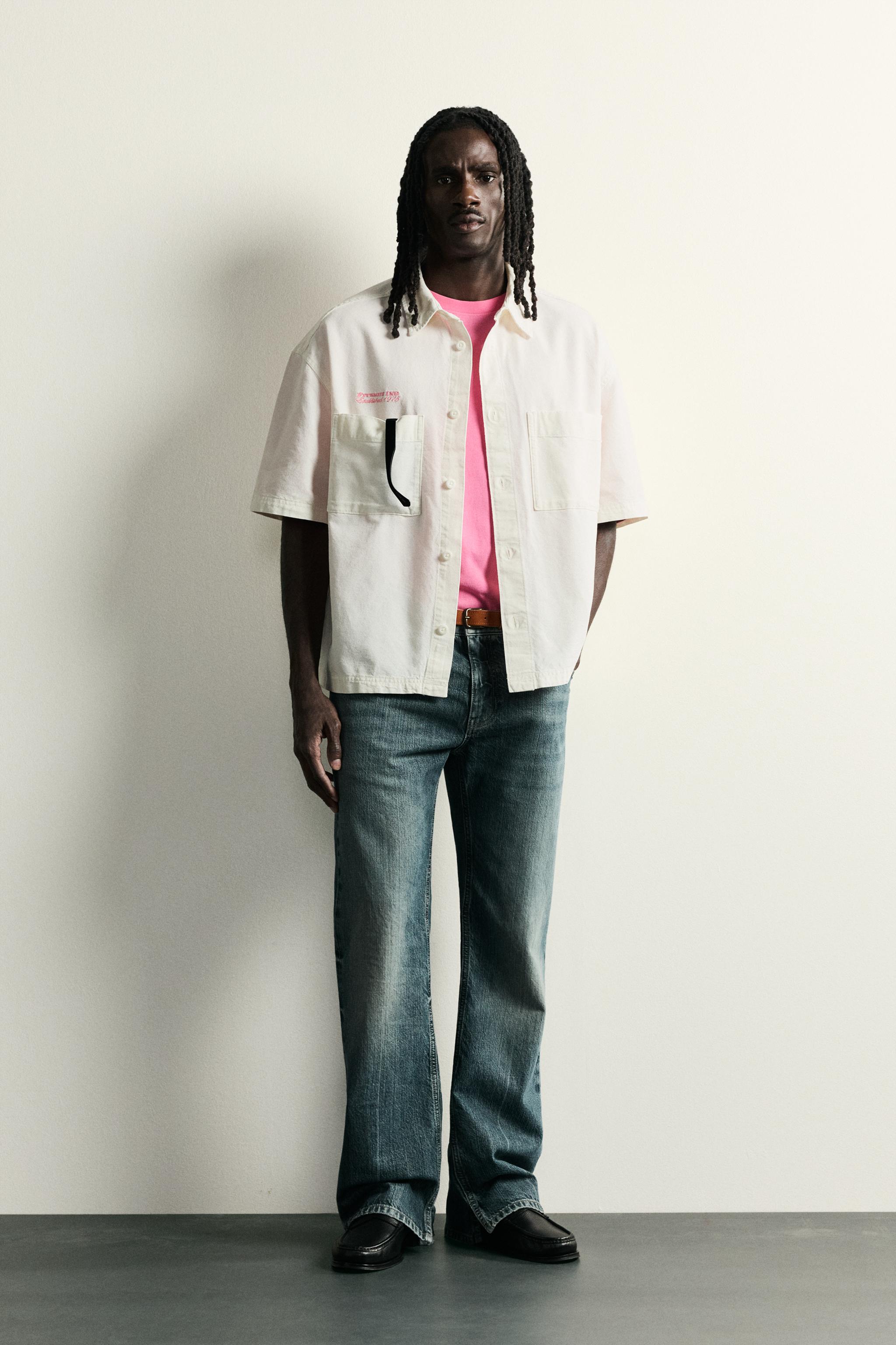 CONTRASTING RELAXED FIT SHIRT - White | ZARA United States