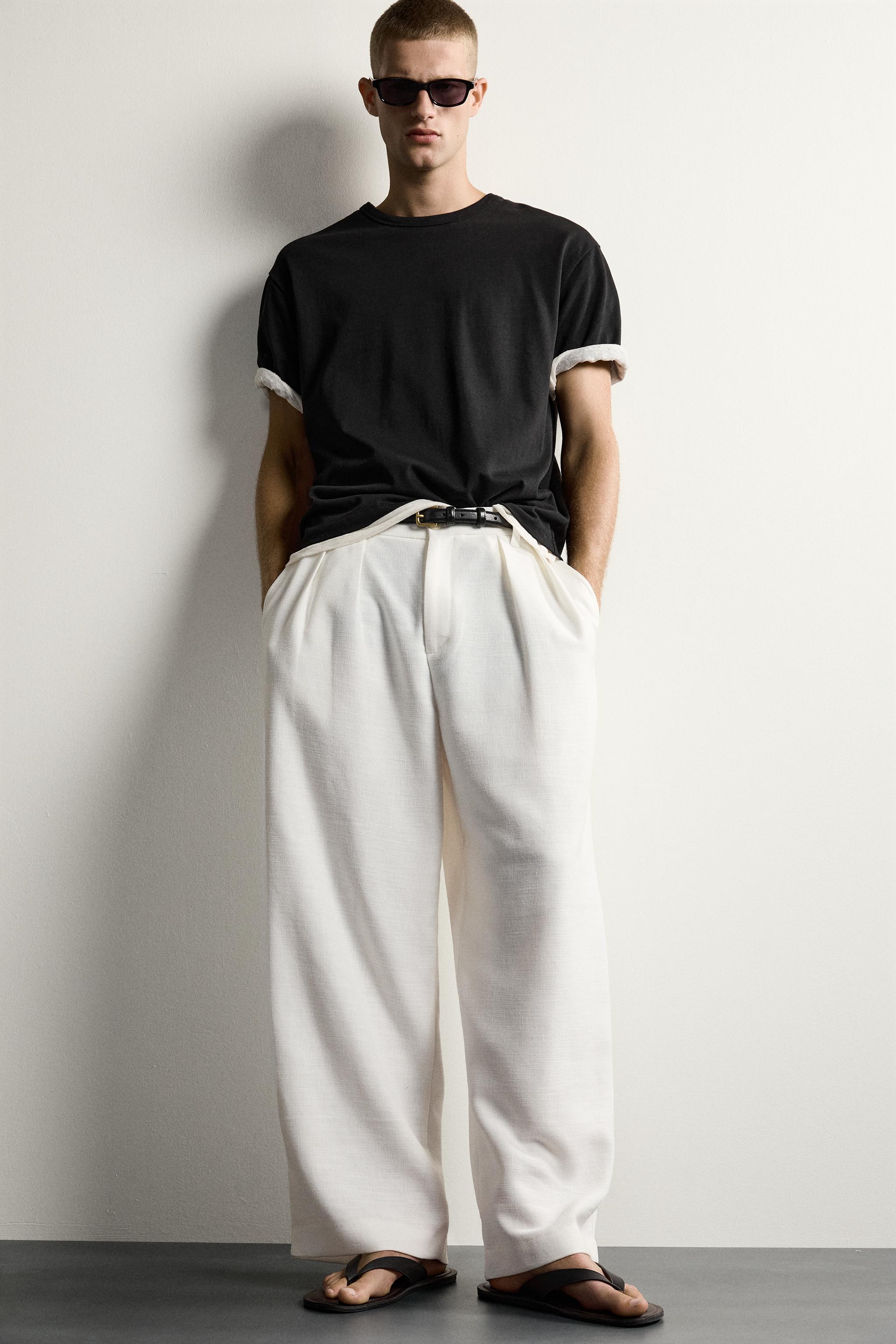 Zara DOKULU PİLİLİ RELAXED FIT PANTOLON görsel 5