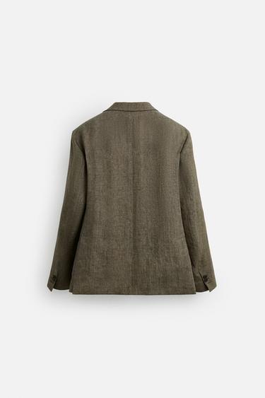 BLAZER COSTUME 100 % LIN - Kaki foncé de Zara - Image 6