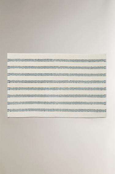 TAPIS DE BAIN RAYURES - Écru / Bleu de Zara - Image 0