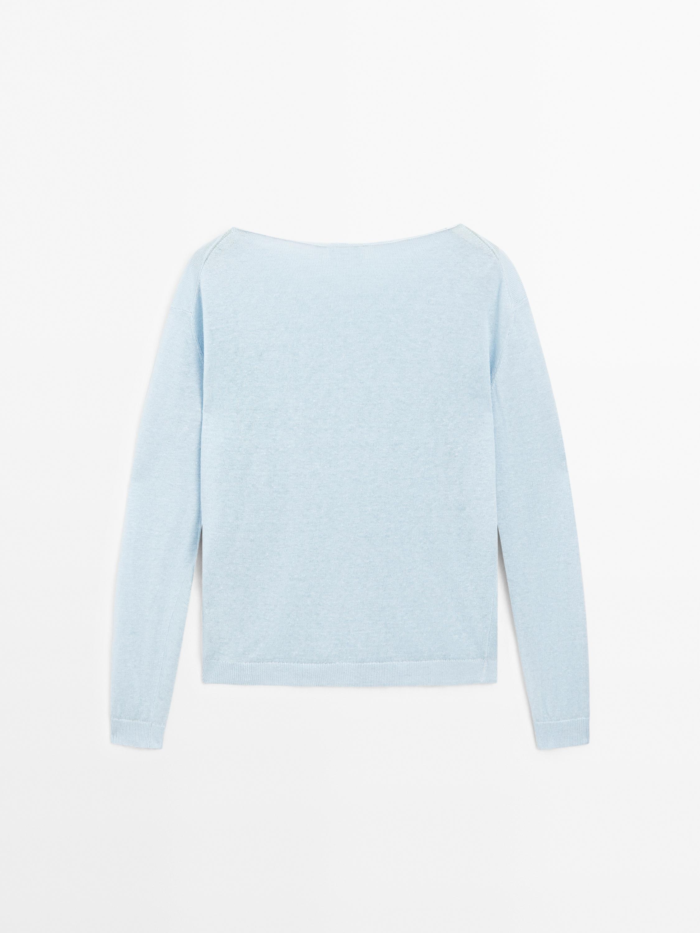 Pull col bateau 100 % lin