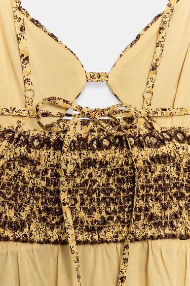 MIDI DRESS WITH CUTWORK EMBROIDERY AND CUT-OUT DETAIL - Brown by Zara - Image 10