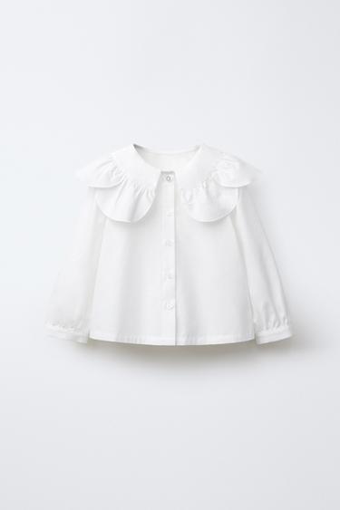 Zara COLLARED POPLIN SHIRT - White