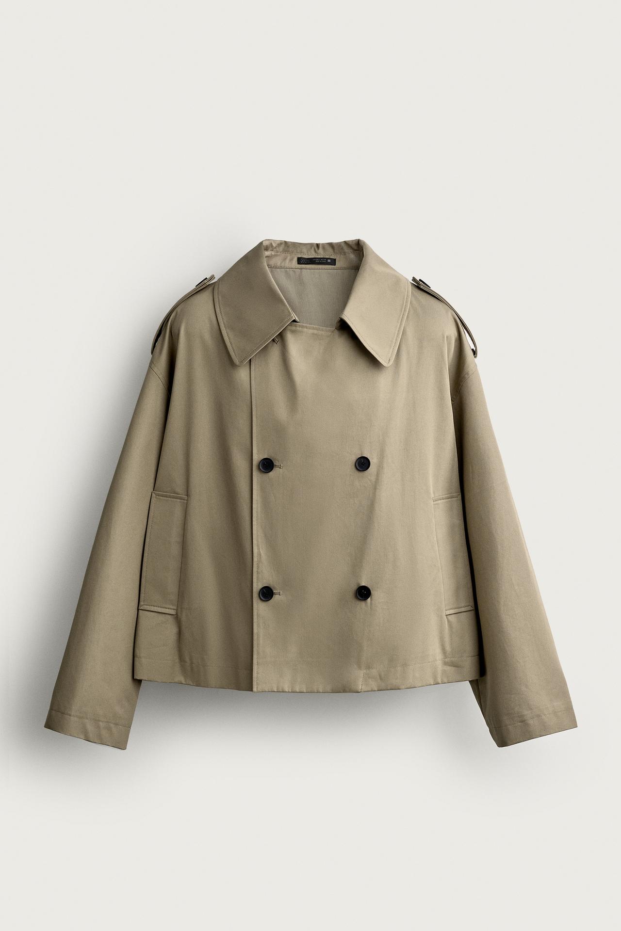 SHORT TECHNICAL TRENCH COAT — Dark camel