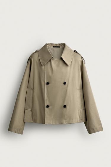SHORT TECHNICAL TRENCH COAT - Dark camel by Zara