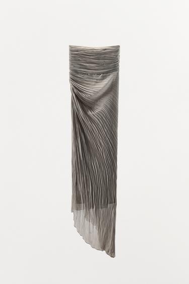 ROBE BUSTIER PLISSÉE - Gris taupe de Zara - Image 6