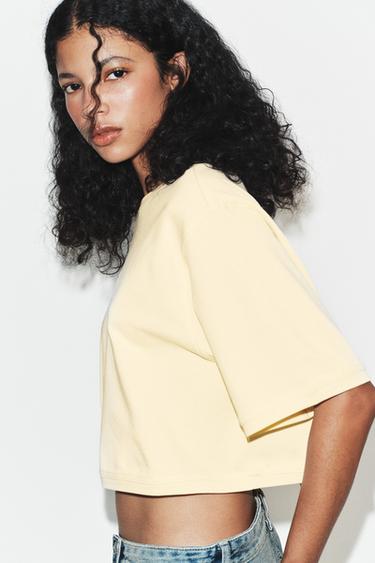 T-SHIRT COURT OVERSIZE - Jaune de Zara - Image 2