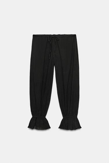PANTALON RUSTIQUE BOUFFANT - Noir de Zara - Image 4