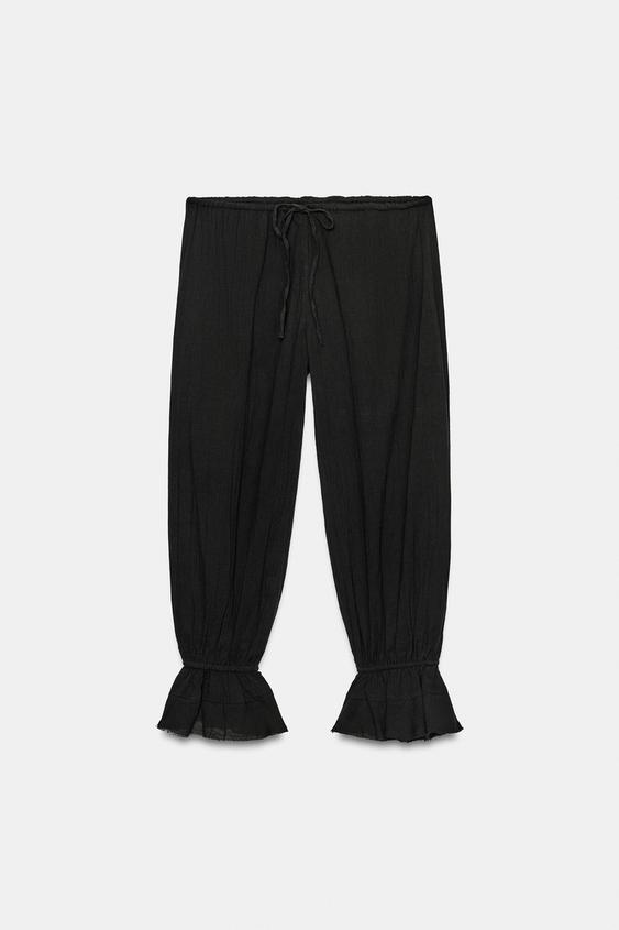 PANTALON RUSTIQUE BOUFFANT - Noir de Zara - Image 4