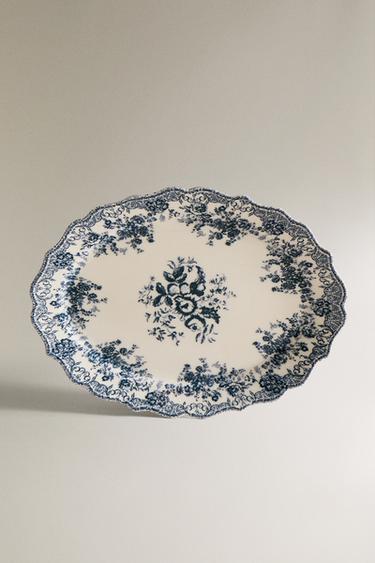 TRAVESSA DE CERÂMICA COM ESTAMPA FLORAL - Azul da Zara