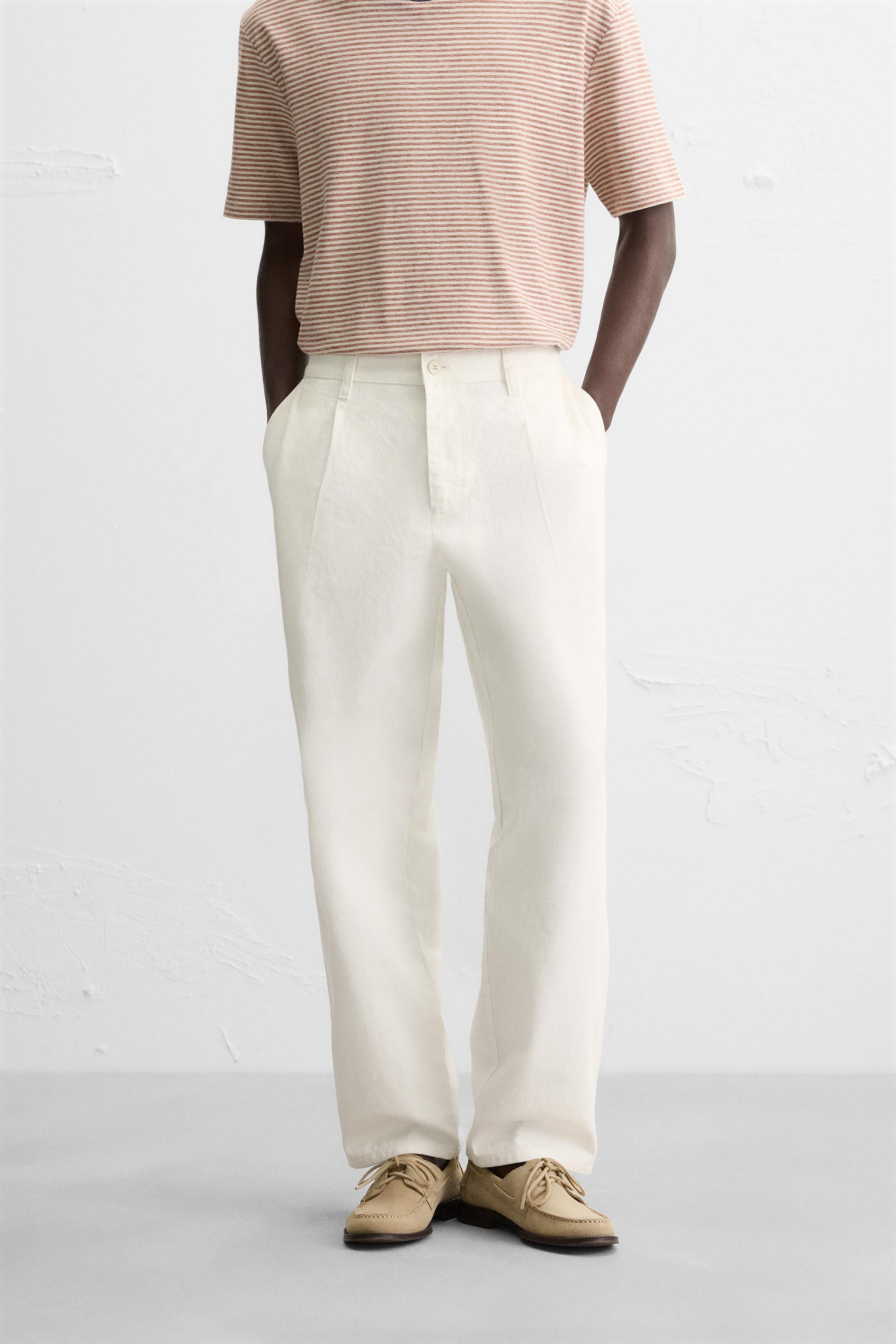 パンツ DOUBLE PLEATED TROUSERS DIRTY WHITE 24AW REGULAR FIT PLEATED PANTS - Oyster-white | ZARA United States