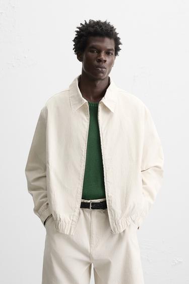 Zara STRIPED TEXTURED JACKET - striped