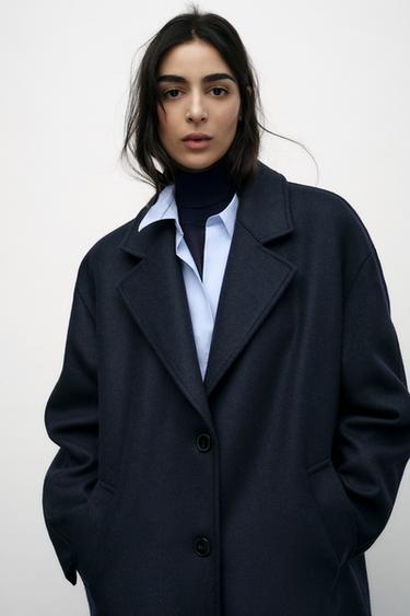 Oversized Coat Zara Manteau Bleu Femme Jacket Zara Blouson Femme