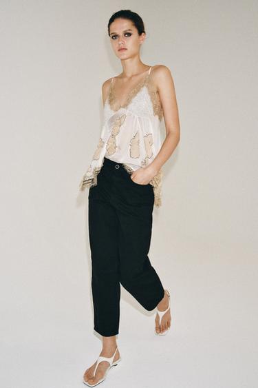 JEANS ZW COLLECTION TAPERED TIRO MEDIO - Negro de Zara