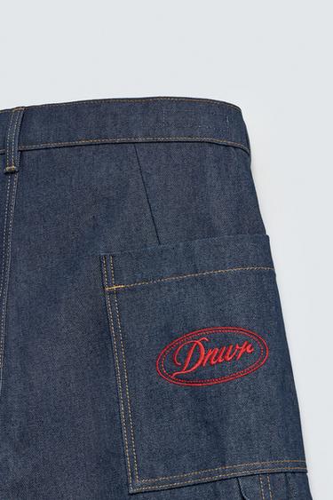 JORTS EN DENIM AVEC POCHE BRODÉE - Indigo de Zara - Image 8