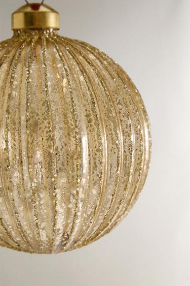 GOLDEN GLITTER STRIPED CHRISTMAS TREE DECORATION - Golden by Zara - Image 3