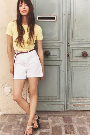 CAMISETA ELÁSTICA CROPPED - Amarillo de Zara - Imagen 0