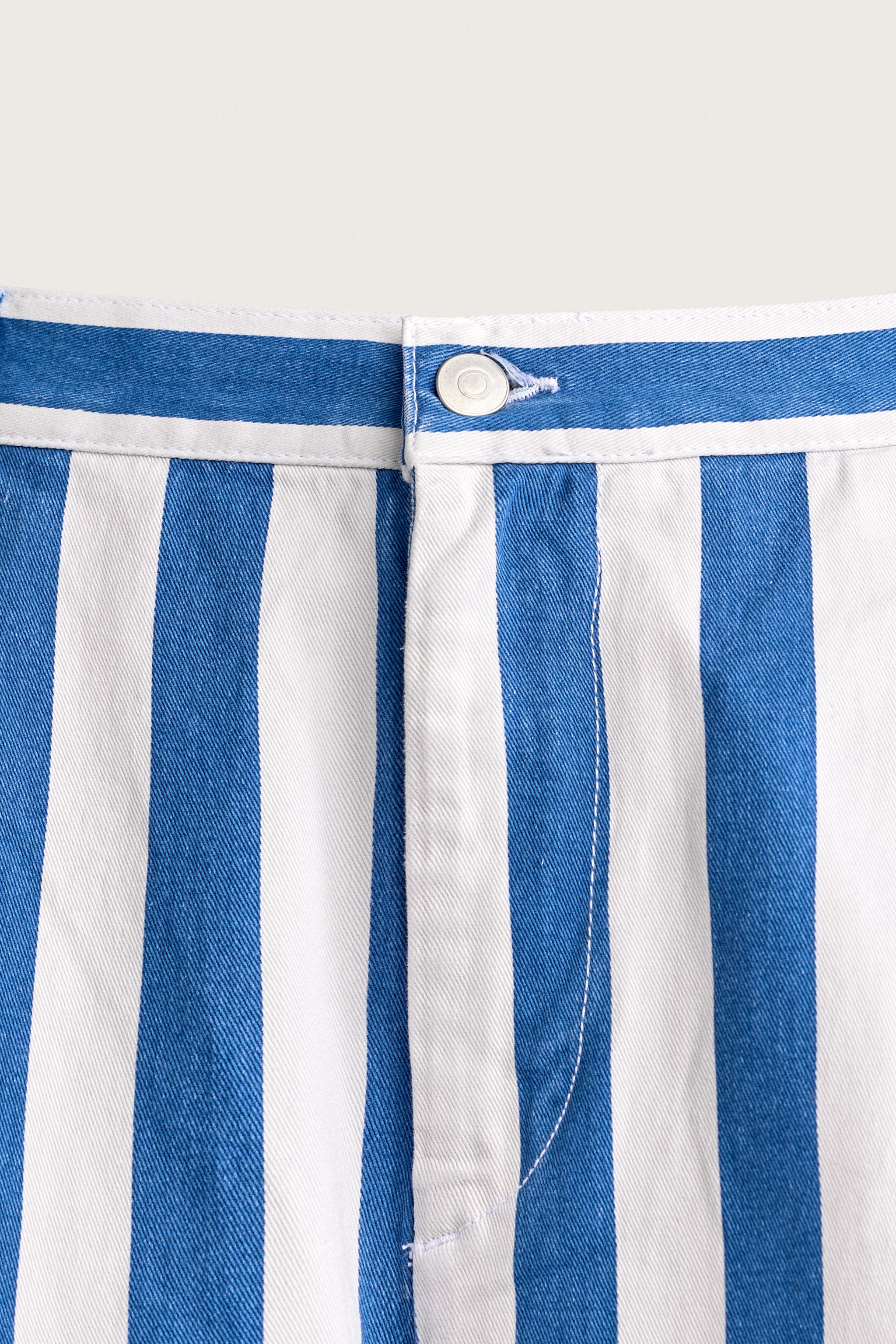 STRIPED WIDE-LEG BERMUDA SHORTS