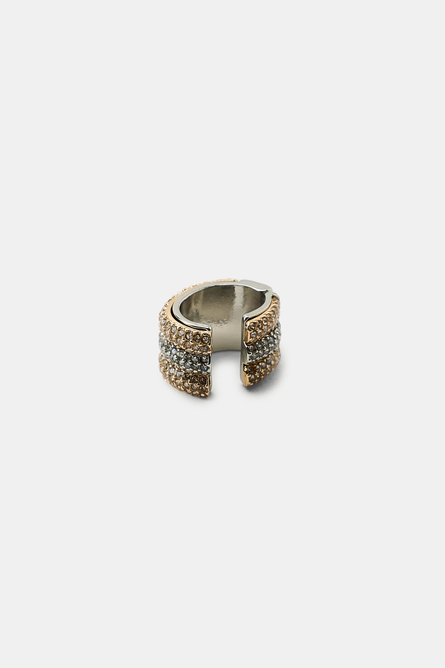 Женские серьги Zara Rhinestone Ear Cuff Pack, цвет: Золотой / Серебряный — фото 4