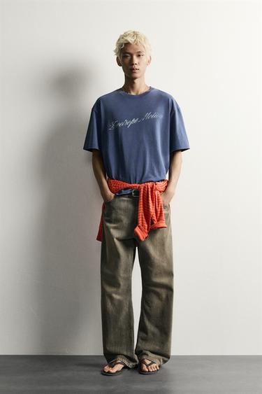 BOXY FIT WASHED PRINT T-SHIRT - Blue by Zara - Image 0