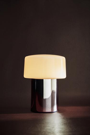 LÁMPARA MESA VIDRIO METAL - Plata de Zara