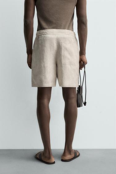 100% LINEN RELAXED FIT BERMUDA SHORTS - Light beige by Zara - Image 2