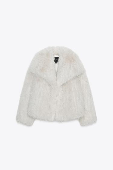 FAUX FUR JACKET ZW COLLECTION - Ecru by Zara - Image 3