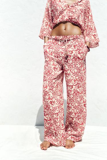 PRINTED RUSTIC WIDE-LEG TROUSERS - Multicoloured by Zara - Image 1