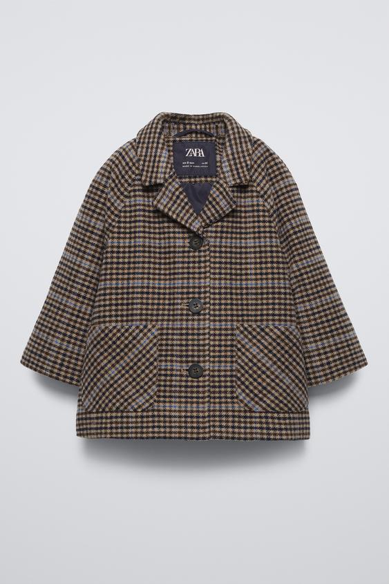 PLAID FELT TEXTURE COAT - Brown-Blue | ZARA United States