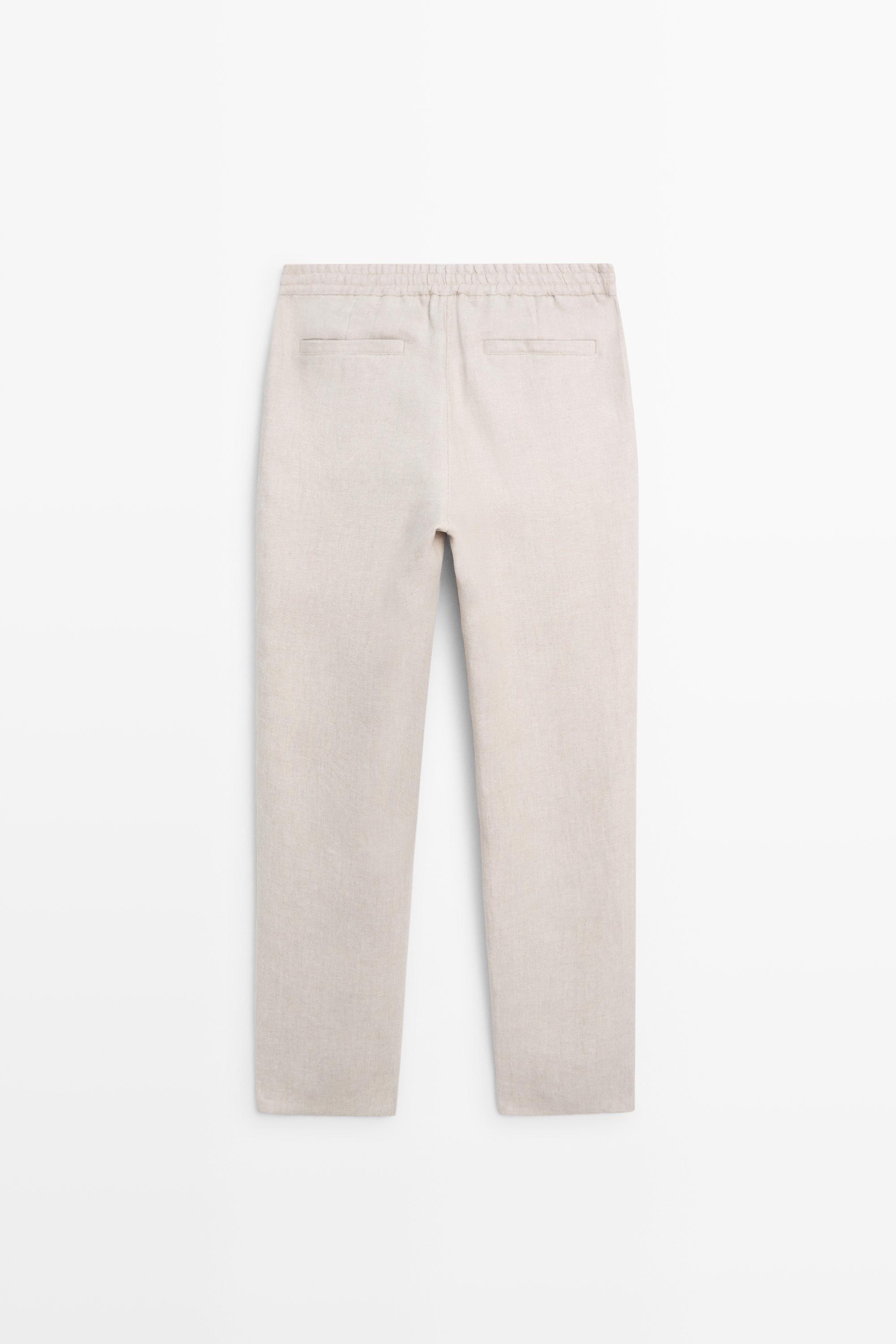 Pantalon structuré 100 % lin total look