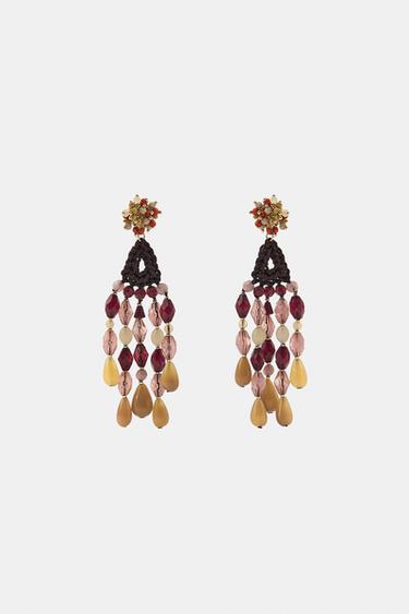 CROCHET BEAD EARRINGS - Multicoloured by Zara