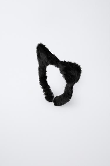 HEADBAND WITH FAUX FUR EARS - Black by Zara - Image 0