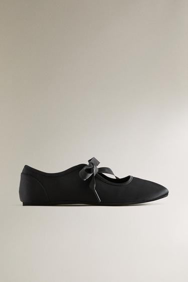 SATEEN BALLERINAS WITH BOW - Black by Zara