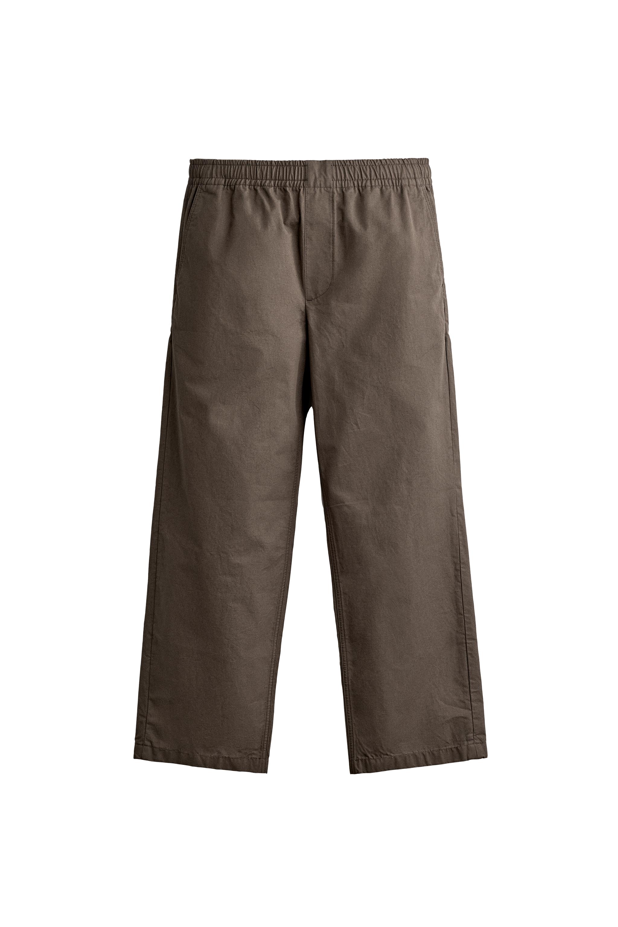 COTTON BARREL-FIT PANTS