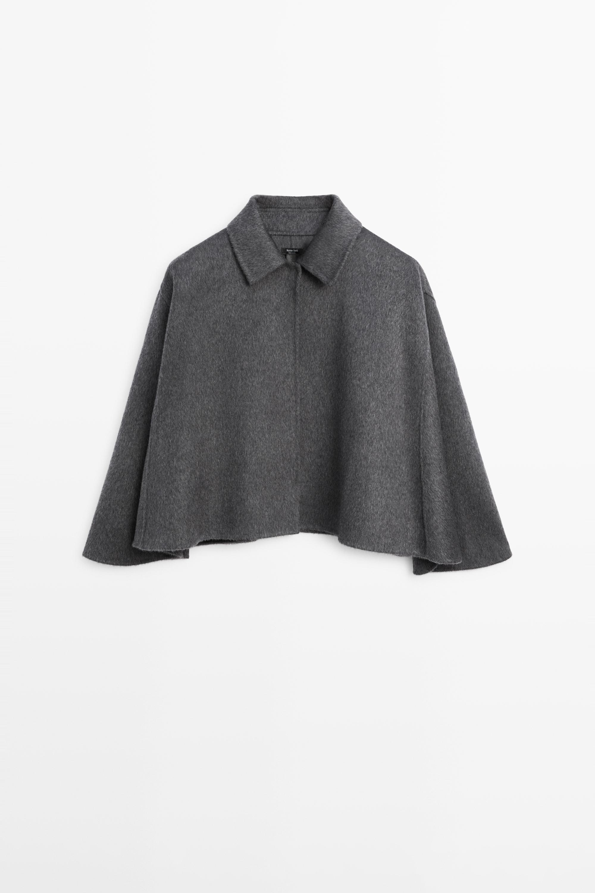 Cape à col chemise en laine mélangée