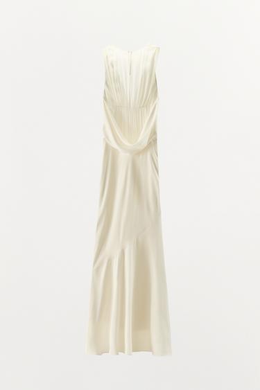 LONG COMBINED SATIN DRESS - Light ecru by Zara - Image 5