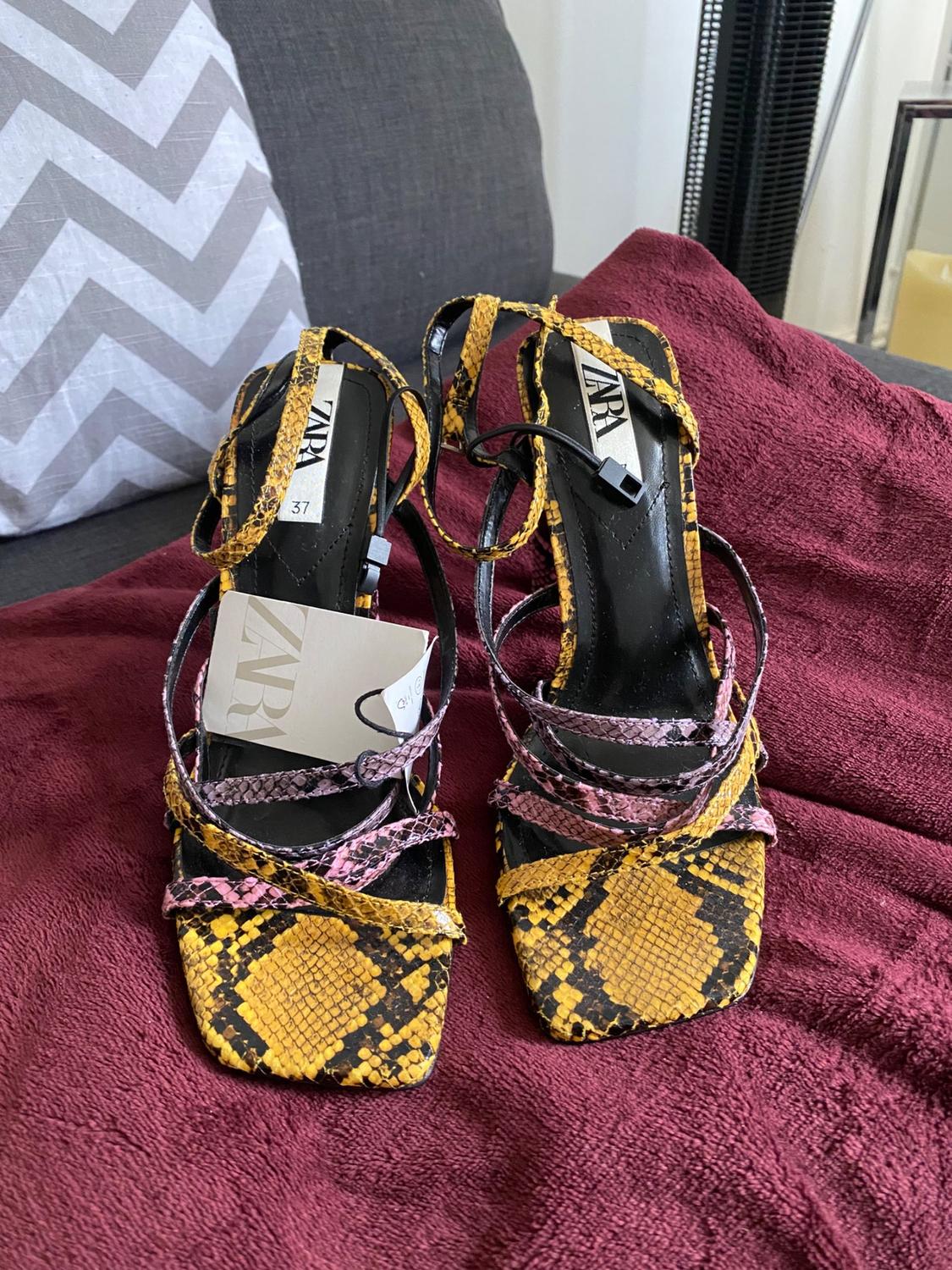 ANIMAL PRINT MULTI-STRAP HIGH HEEL SANDALS TRF - Image 2