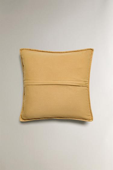 CHILDREN'S CHECK CUSHION COVER FOR QUILTS - Mustard by Zara - Image 3