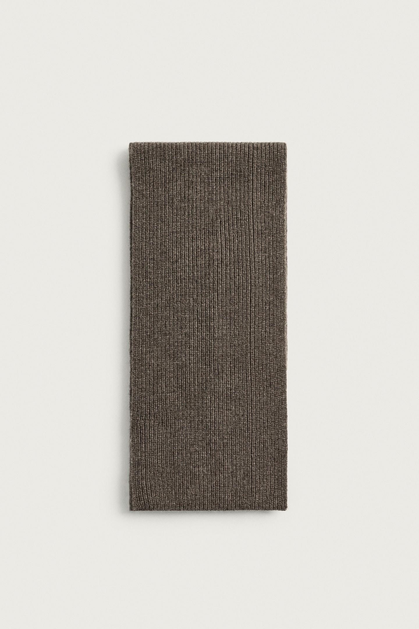 Мужской шарф Zara Wool-Cashmere Blend Knit, цвет: Рыжевато-коричневый меланжевый — фото 3